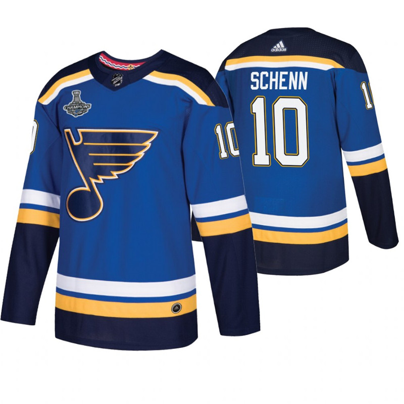 Blues 10 Brayden Schenn Blue 2019 Stanley Cup Champions Adidas Jersey