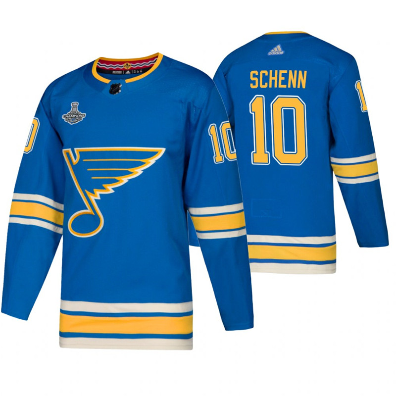 Blues 10 Brayden Schenn Blue Alternate 2019 Stanley Cup Champions Adidas Jersey