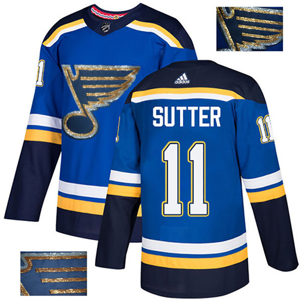 Blues 11 Brian Sutter Blue Glittery Edition  Jersey