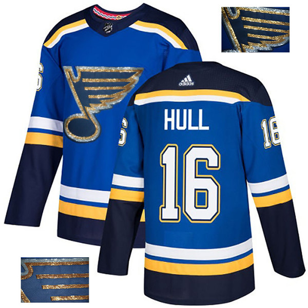 Blues 16 Brett Hull Blue Glittery Edition  Jersey