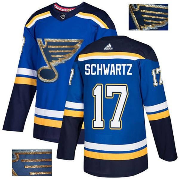 Blues 17 Jaden Schwartz Blue Glittery Edition  Jersey