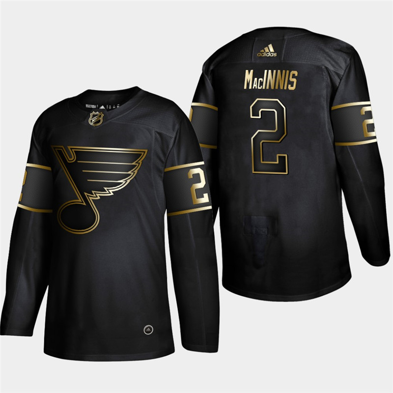 Blues 2 Al Macinnis Black Gold Adidas Jersey
