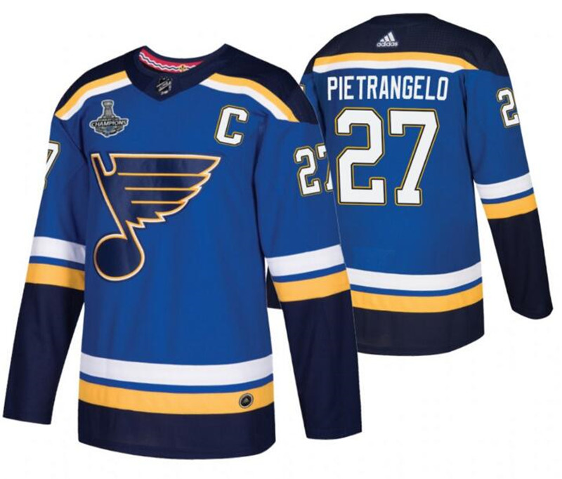 Blues 27 Alex Pietrangelo Blue 2019 Stanley Cup Champions Adidas Jersey