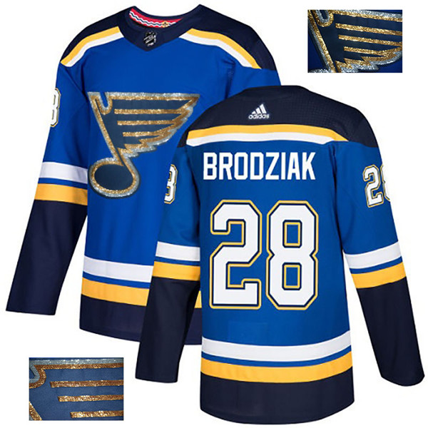 Blues 28 Kyle Brodziak Blue Glittery Edition  Jersey