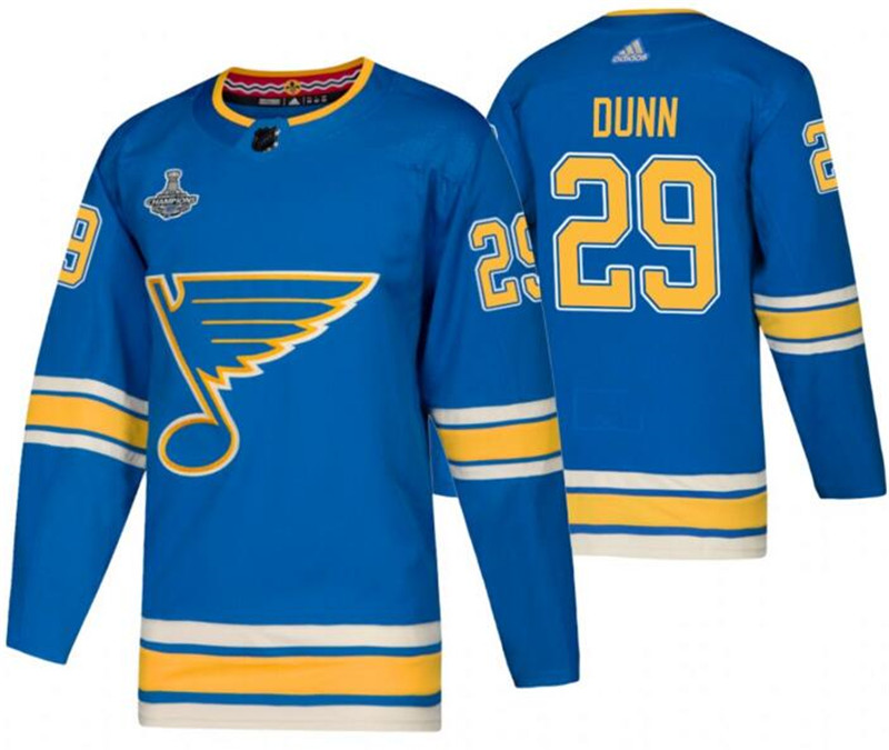 Blues 29 Vince Dunn Blue Alternate 2019 Stanley Cup Champions Adidas Jersey