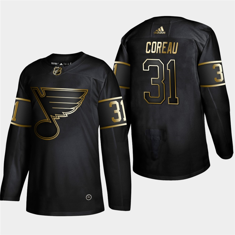 Blues 31 Jared Coreau Black Gold Adidas Jersey