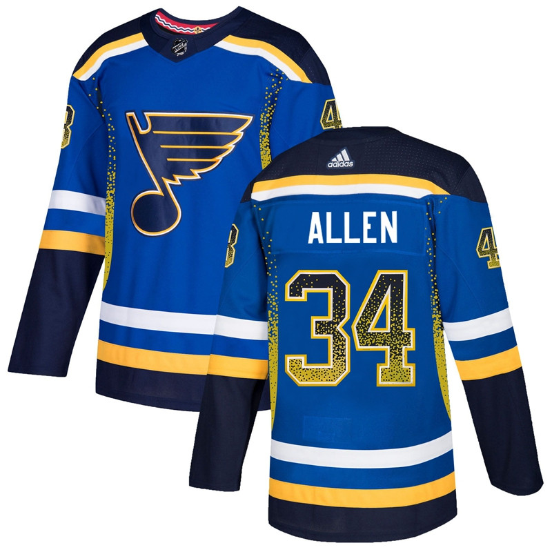 Blues 34 Jake Allen Royal Drift Fashion  Jersey