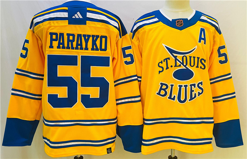 Blues 55 Colton Parayko Yellow Reverse Retro Adidas Jersey