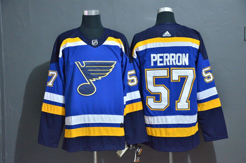 Blues 57 David Perron Blue Adidas Jersey