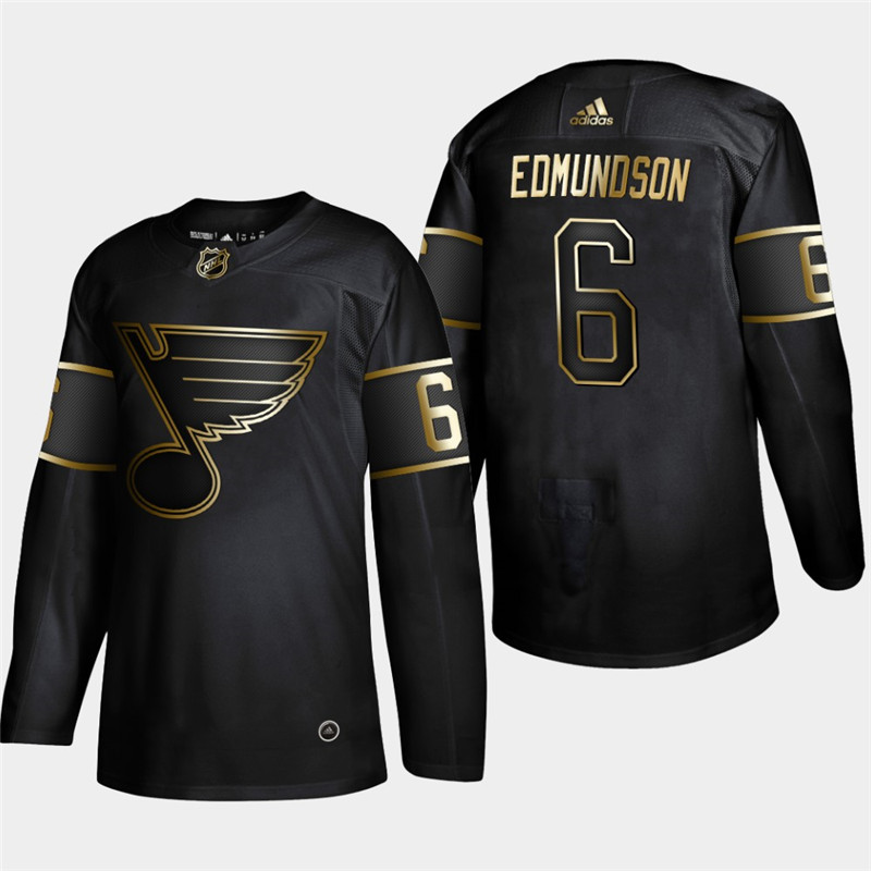 Blues 6 Joel Edmundson Black Gold Adidas Jersey