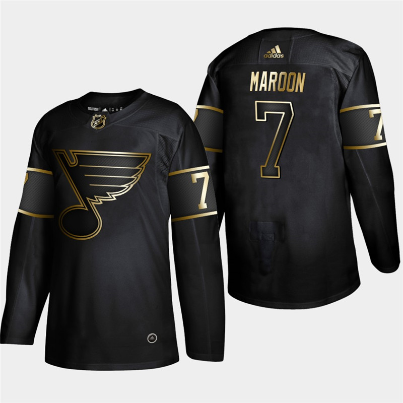 Blues 7 Patrick Maroon Black Gold Adidas Jersey