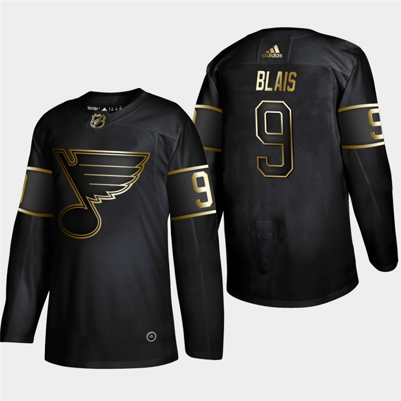 Blues 9 Sammy Blais Black Gold Adidas Jersey