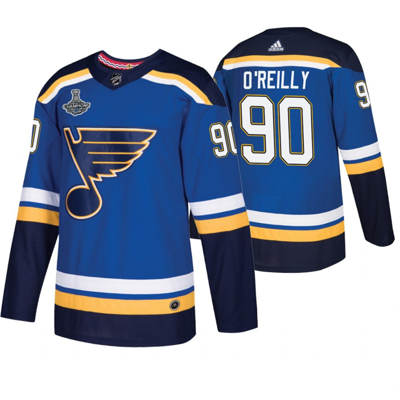 Blues 90 Ryan O'Reilly Blue 2019 Stanley Cup Champions Adidas Jersey