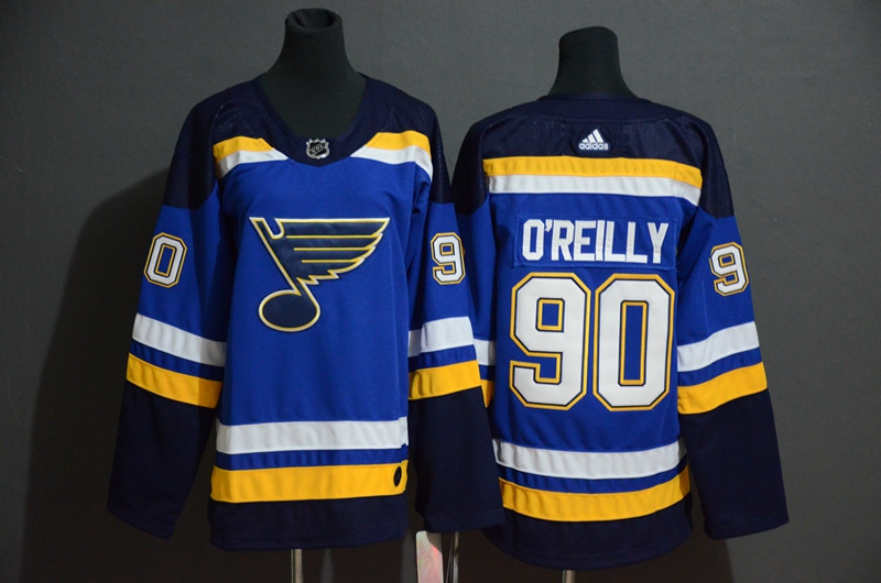 Blues 90 Ryan O'Reilly Blue Adidas Jersey