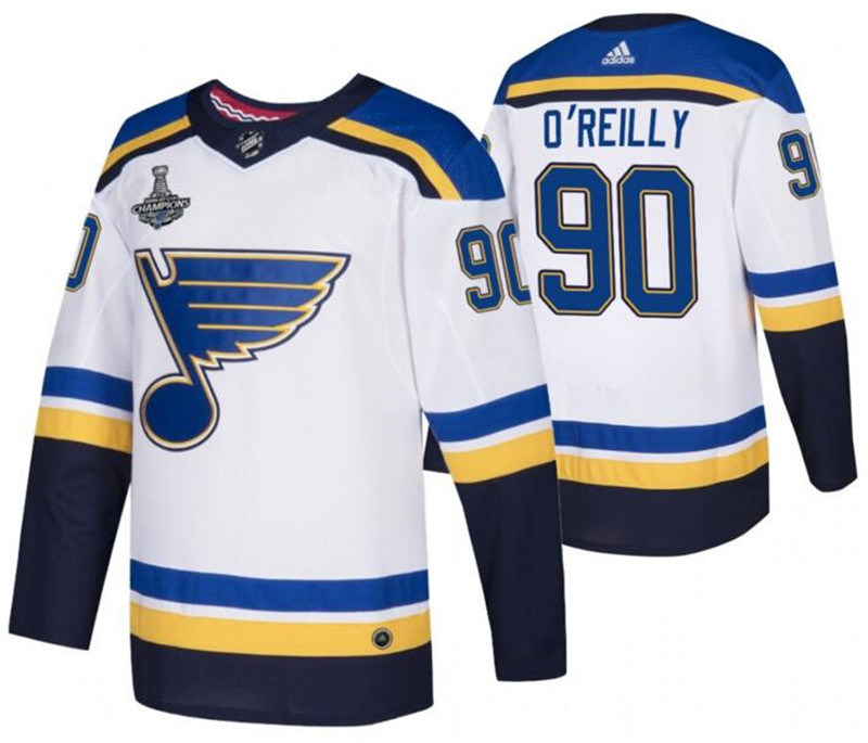 Blues 90 Ryan O'Reilly White 2019 Stanley Cup Champions Adidas Jersey