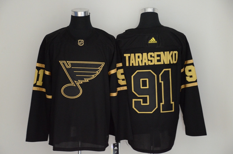 Blues 91 Vladimir Tarasenko Black Gold Adidas Jersey