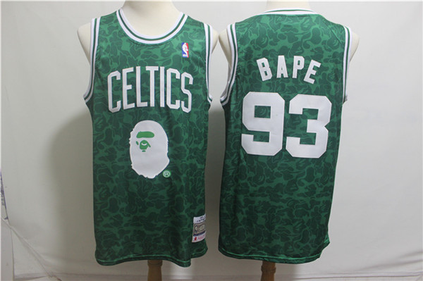 Boston Celtics 93 Bape Blue Hardwood Classics Jersey