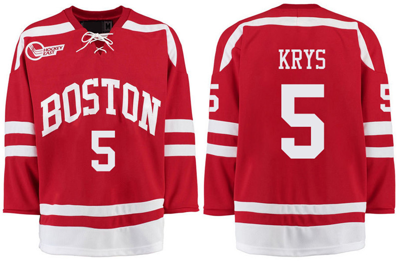 Boston University Terriers BU 5 Chad Krys Red Stitched Hockey Jersey