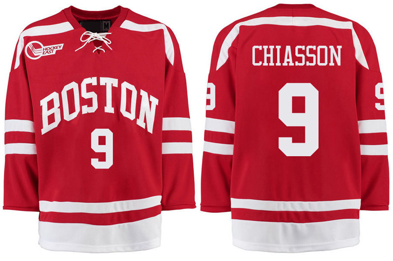 Boston University Terriers BU 9 Alex Chiasson Red Stitched Hockey Jersey