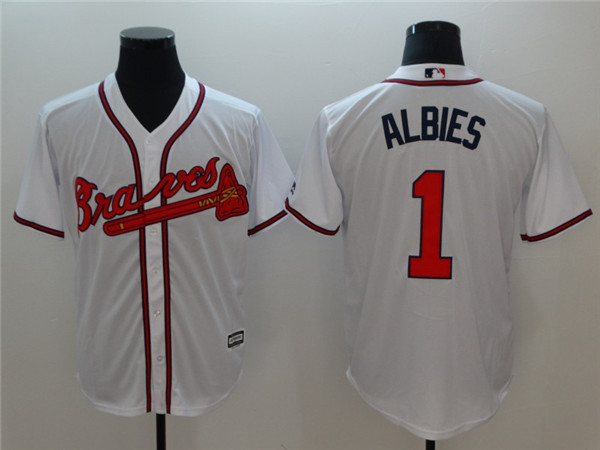 Braves 1 Ozzie Albies White Cool Base Jersey