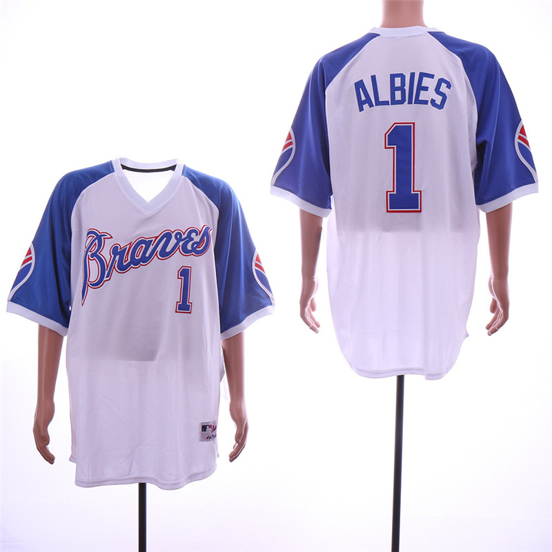 Braves 1 Ozzie Albies White Throwback Jersey