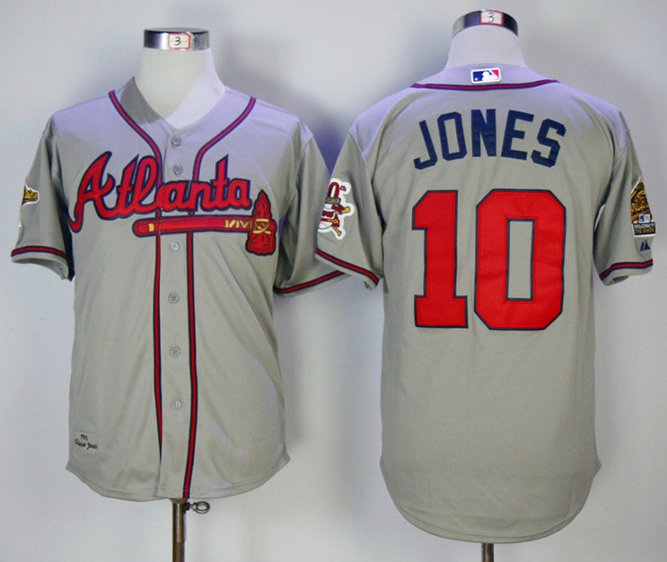 Braves 10 Chipper Jones Gray Throwback Jersey