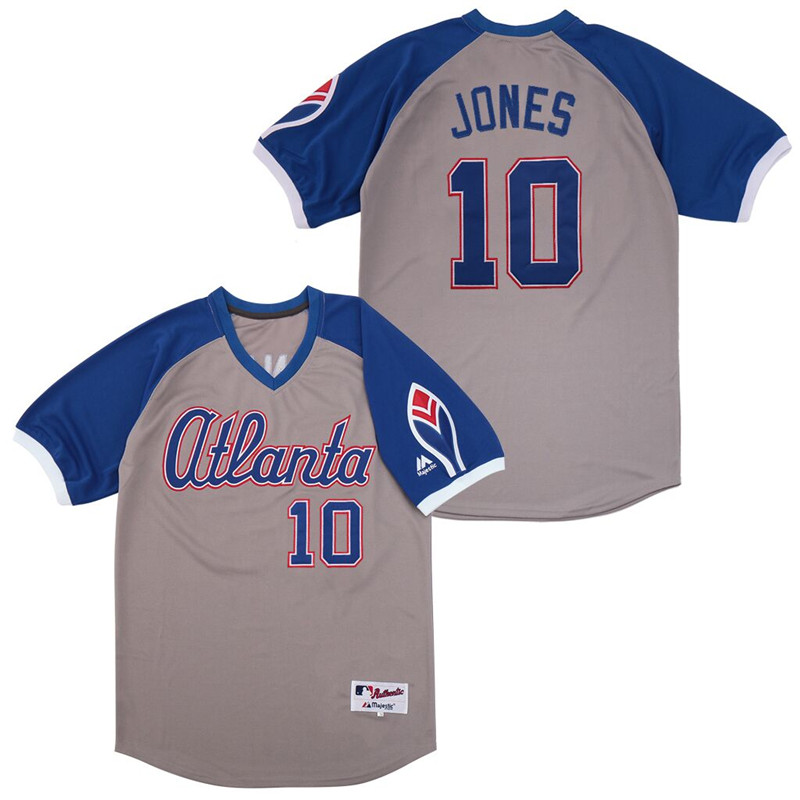 Braves 10 Chipper Jones Gray Turn Back The Clock Jersey