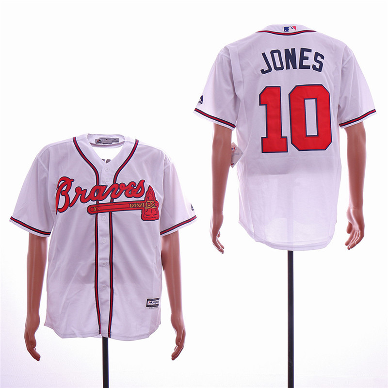 Braves 10 Chipper Jones White Cool Base Jersey