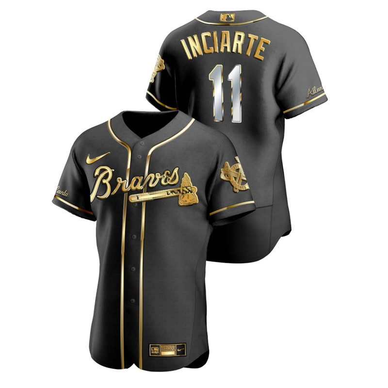 Braves 11 Ender Inciarte Black Gold 2020 Nike Flexbase Jersey