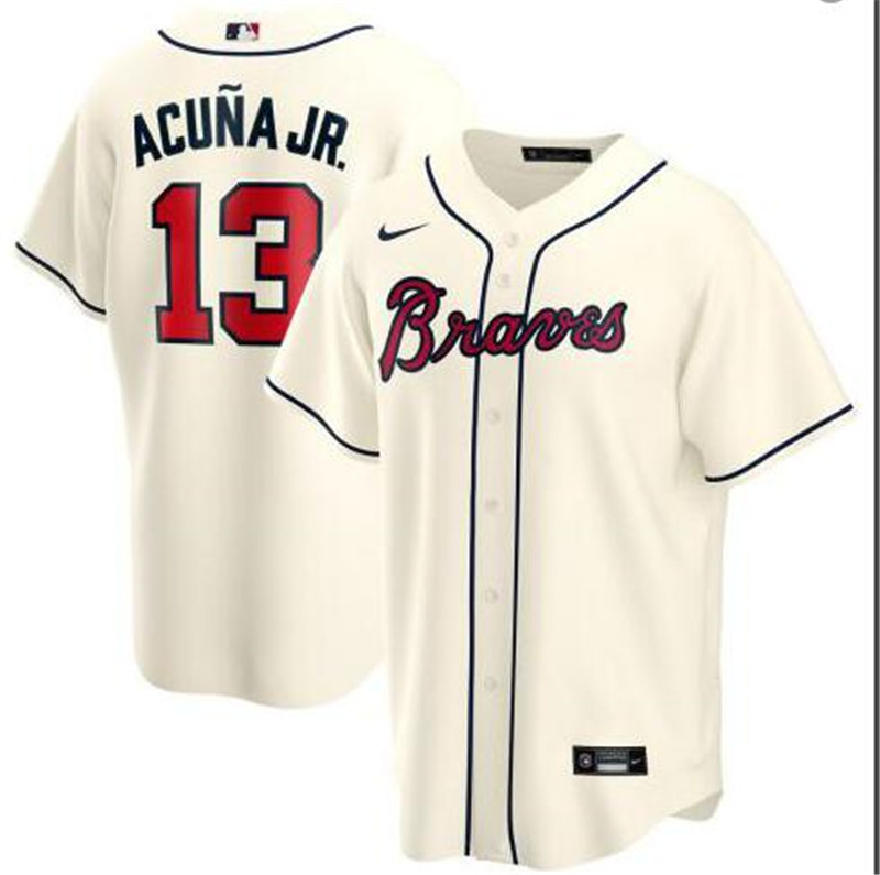 Braves 13 Ronald Acuna Jr. Cream 2020 Nike Cool Base Jersey