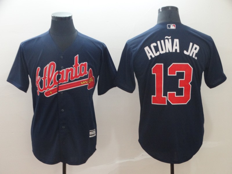 Braves 13 Ronald Acuna Jr. Light Navy Cool Base Jersey