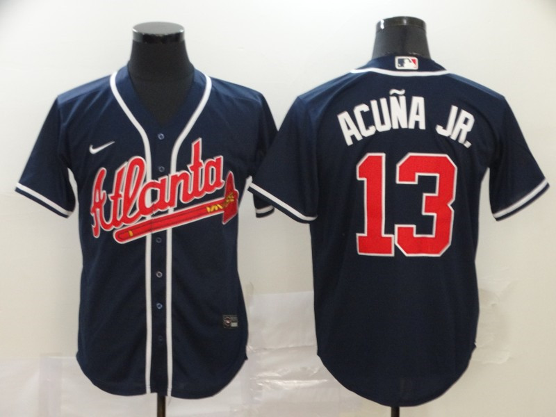 Braves 13 Ronald Acuna Jr. Navy 2020 Nike Cool Base Jersey