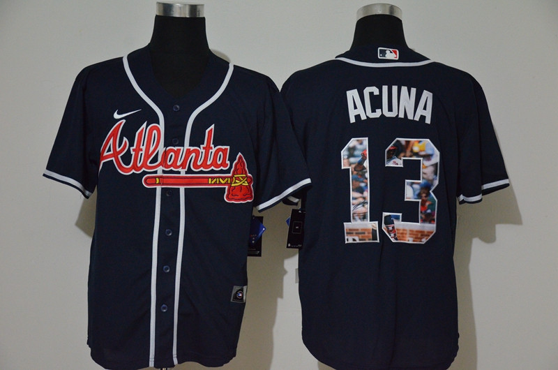 Braves 13 Ronald Acuna Jr. Navy Nike Cool Base Player Jersey