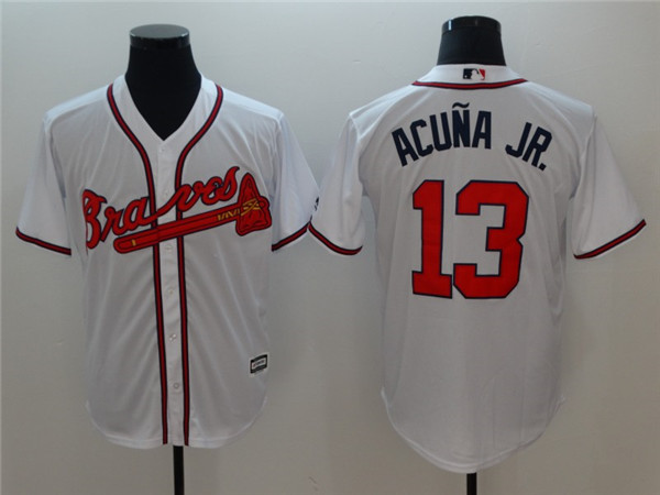 Braves 13 Ronald Acuna Jr. White Cool Base Jersey