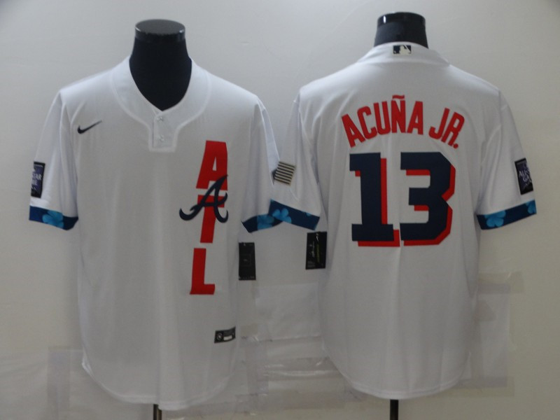 Braves 13 Ronald Acuna Jr. White Nike 2021 MLB All Star Cool Base Jersey