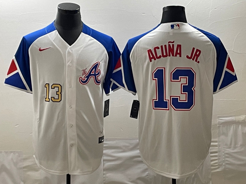 Braves 13 Ronald Acuna Jr. White Nike 2023 City Connect Cool Base Jerseys