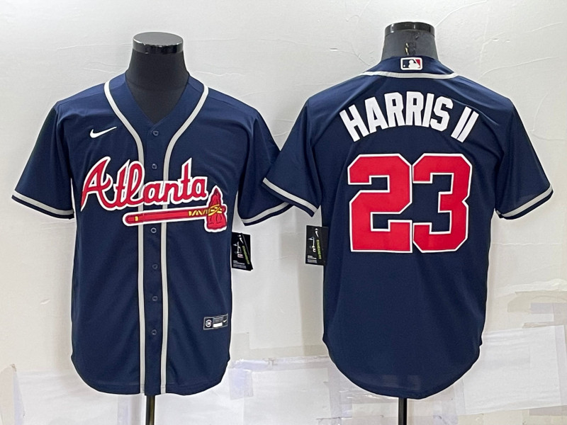 Braves 23 Michael Harris II Navy Nike Cool Base Jersey