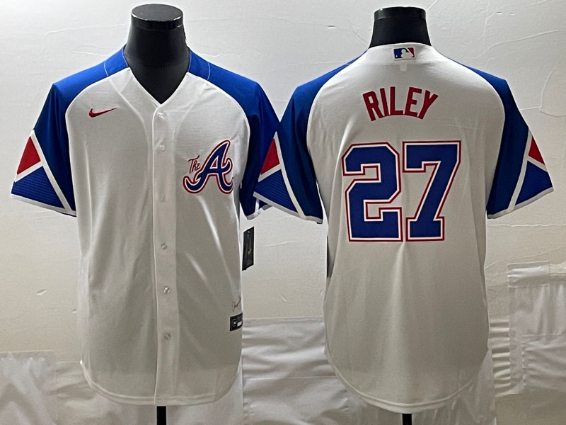 Braves 27 Austin Riley White Nike 2023 City Connect Cool Base Jerseys