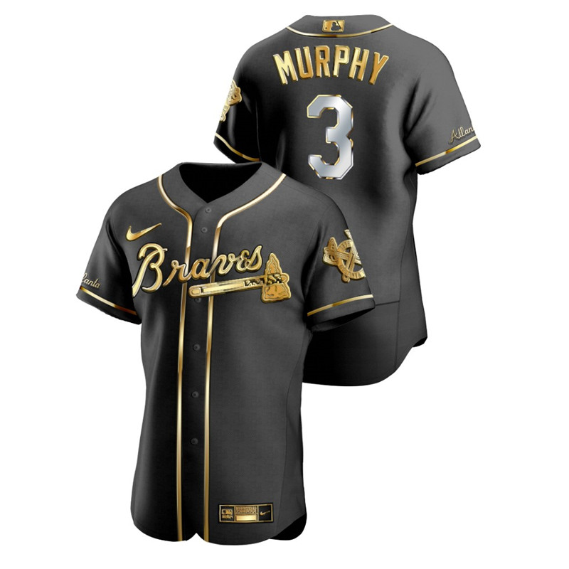 Braves 3 Dale Murphy Black Gold 2020 Nike Flexbase Jersey