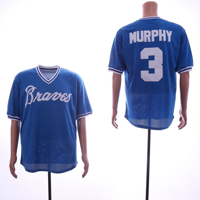 Braves 3 Dale Murphy Blue Mesh Throwback Jersey