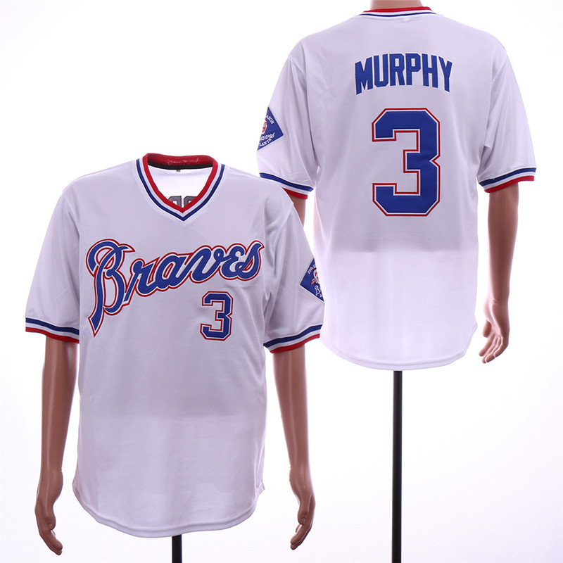 Braves 3 Dale Murphy White Throwback Jersey