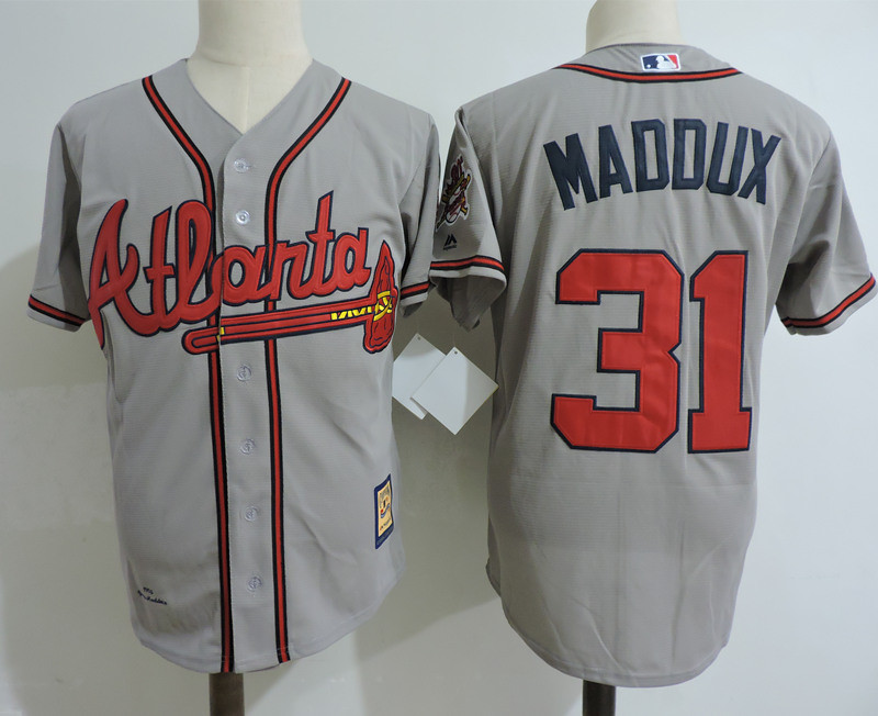 Braves 31 Greg Maddux Gray Cooperstown Collection Jersey