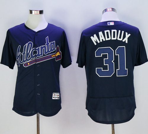 Braves 31 Greg Maddux Navy Blue Flexbase Authentic Collection Stitched MLB Jersey