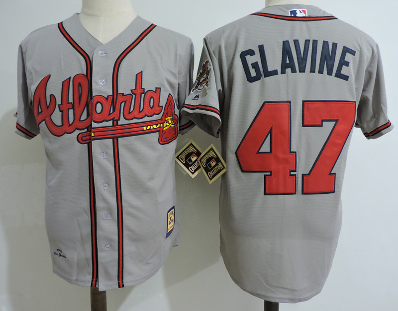 Braves 47 Tom Glavine Gray Cooperstown Collection Jersey