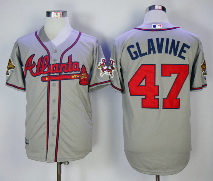 Braves 47 Tom Glavine Gray Throwback Jersey