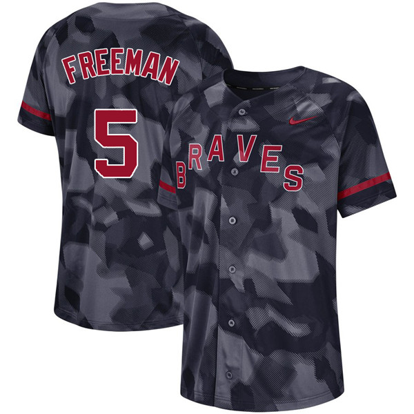 Braves 5 Freddie Freeman Black Camo Fashion Jersey