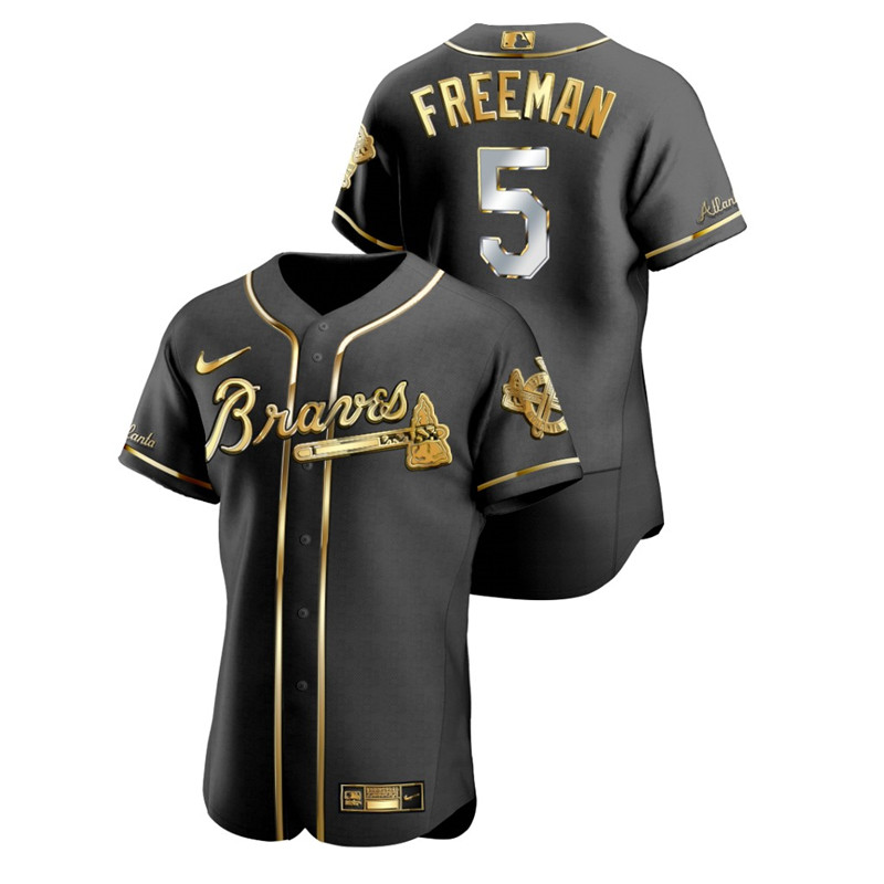 Braves 5 Freddie Freeman Black Gold 2020 Nike Flexbase Jersey