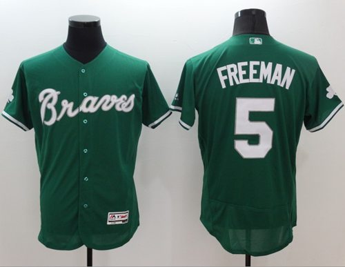 Braves 5 Freddie Freeman Green Celtic Flexbase Authentic Collection Stitched MLB Jersey