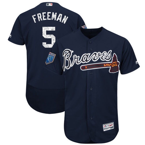 Braves 5 Freddie Freeman Navy 2018 Spring Training Flexbase Jersey