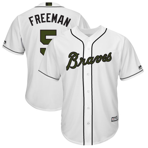 Braves 5 Freddie Freeman White 2018 Memorial Day Cool Base Jersey